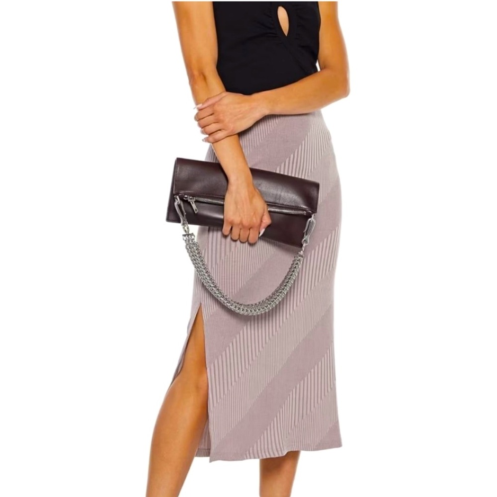 Walter Baker Skirt - Ribbed Knit Midi Skirt - Annika Mauve - Size Medium